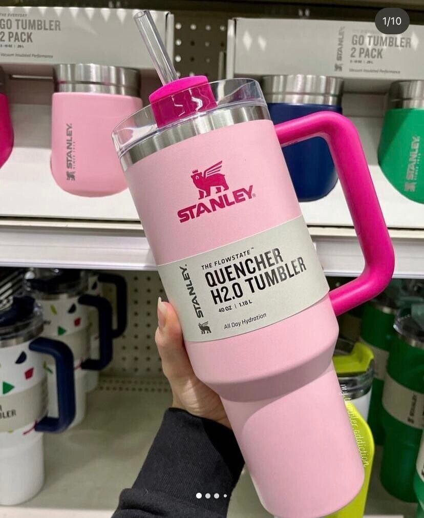 Flamingo Pink  - Winter Stanley Quencher H2.0 Flow State Tumbler 40oz Cup