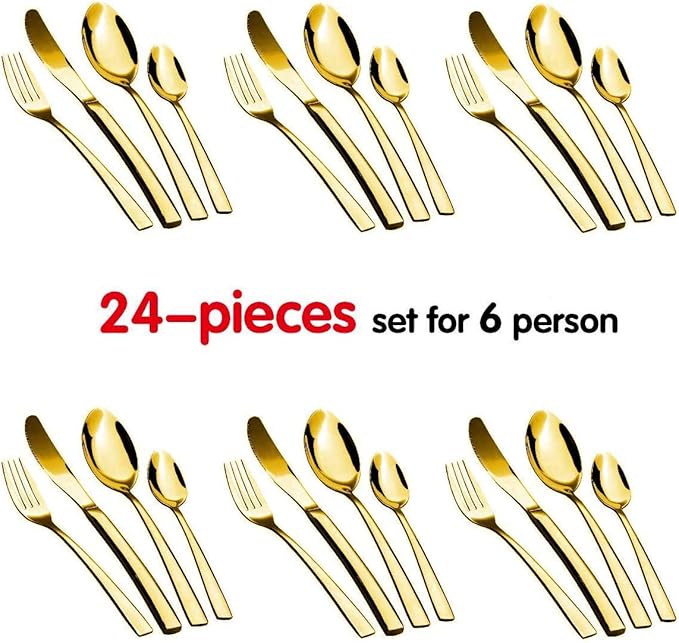 24 pcs Gold Premium Stainless Steel Cutlery Set