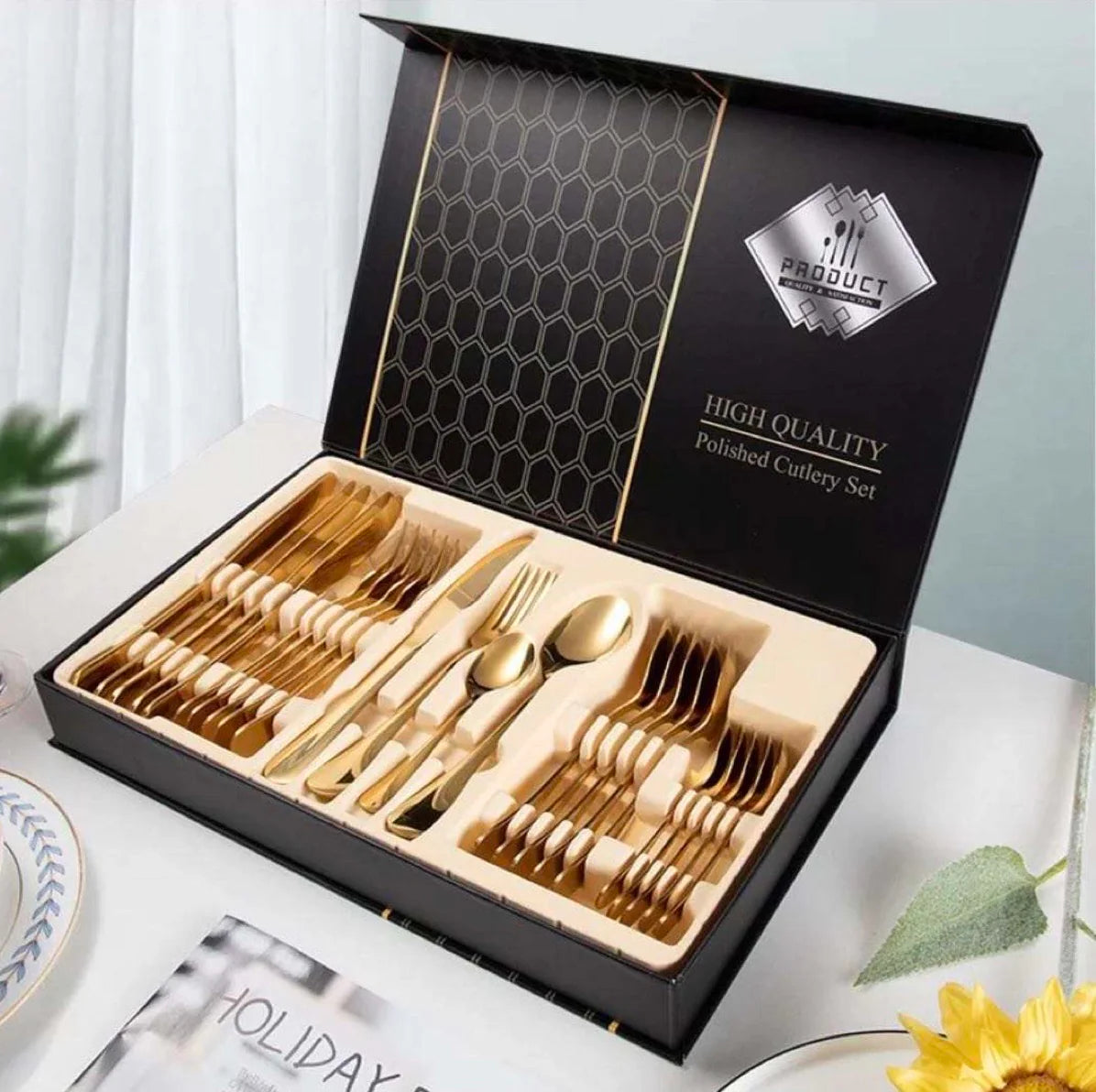24 pcs Gold Premium Stainless Steel Cutlery Set