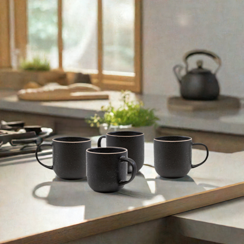 Ideal for everyday use is Salt&Pepper's four-piece HANA mug set in Black, made from durable stoneware. Each 380ml mug has a simple yet modern shape with a slight speckle tone throughout and a bare rim.| Bliss Gifts & Homewares | Unit 8, 259 Princes Hwy Ulladulla | South Coast NSW | Online Retail Gift & Homeware Shopping | 0427795959, 44541523