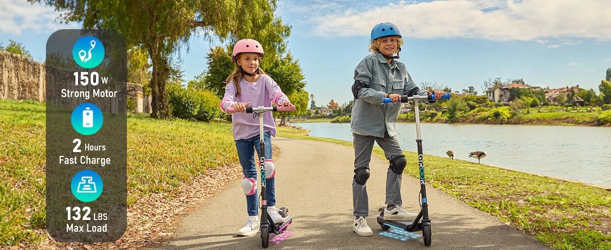 Gyroor ESA Kids Electric Scooter with Bluetooth Music &amp; LED Lights – Pink