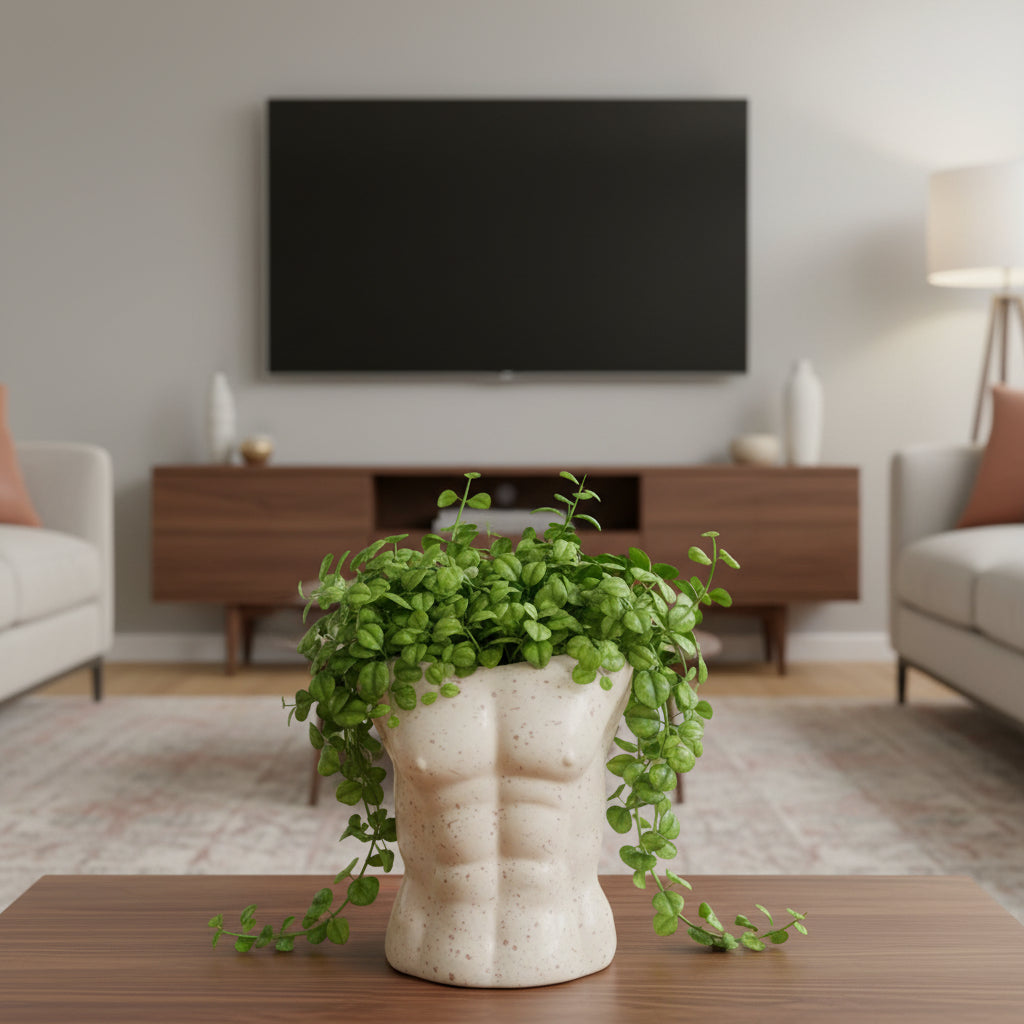 sculptural female torso vase for dried flowers