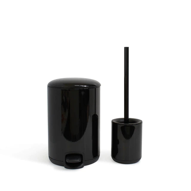 Logan Bin &amp; Toilet Brush - Set of 2 - Black