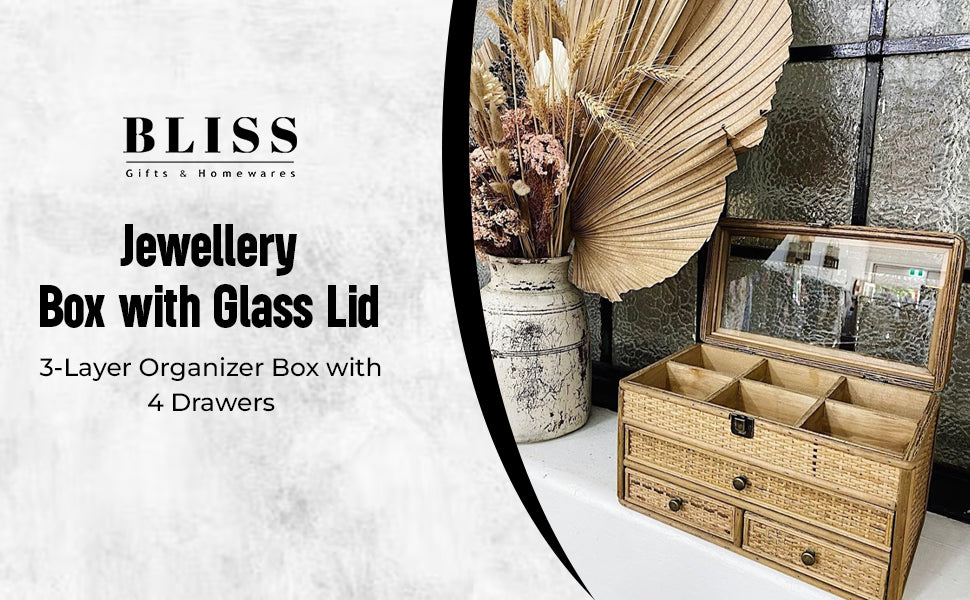 Handwoven Rattan Jewellery Organiser