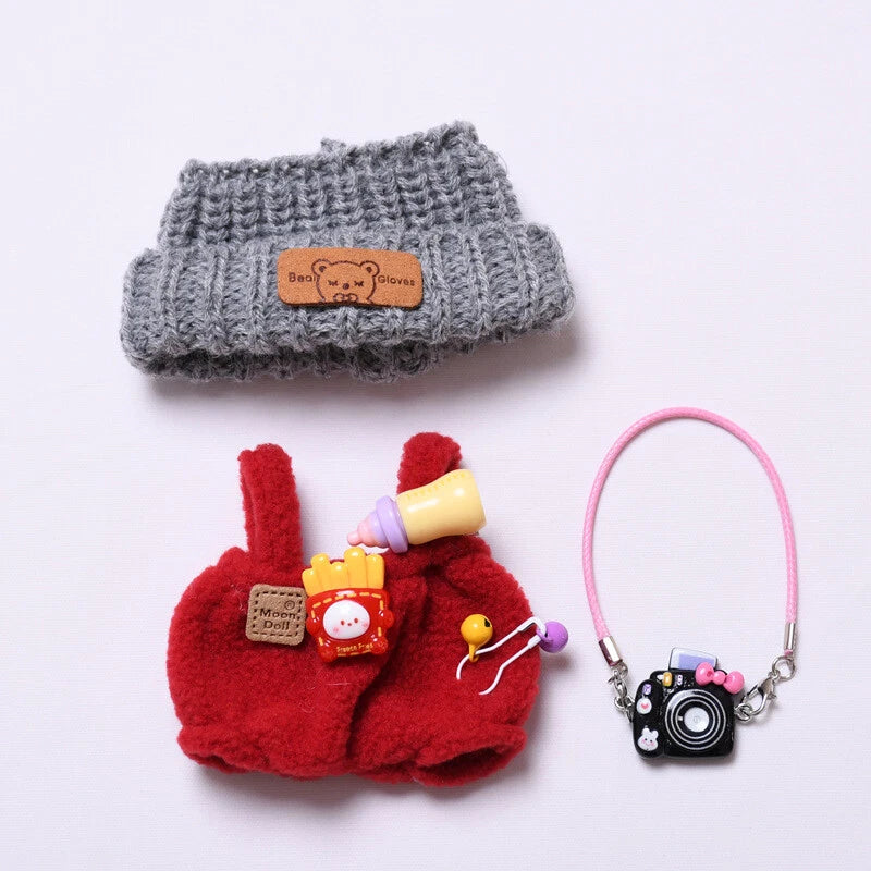 Labubu red Clothes The Monsters Plush Doll Corduroy Clothes Outfit Set
