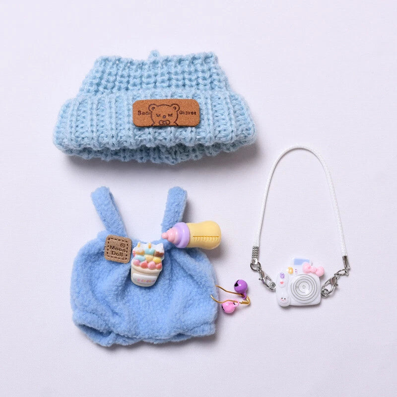 Labubu Blue Clothes The Monsters Plush Doll Corduroy Clothes Outfit Set