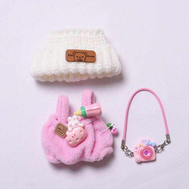 Labubu pink Clothes The Monsters Plush Doll Corduroy Clothes Outfit Set