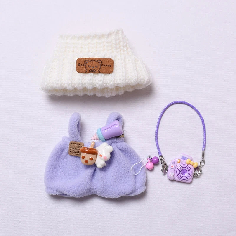 Labubu purple Clothes The Monsters Plush Doll Corduroy Clothes Outfit Set