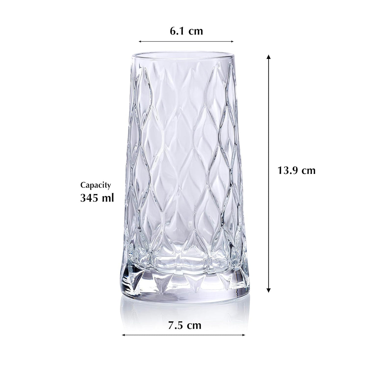 Pasabahce Leafy Long Drinking Glass 83x150mm/450ml (Box of 6)