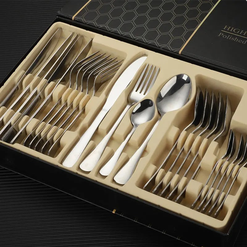 Stainless Steel Cutlery Set - 24 Pcs Silver Premium