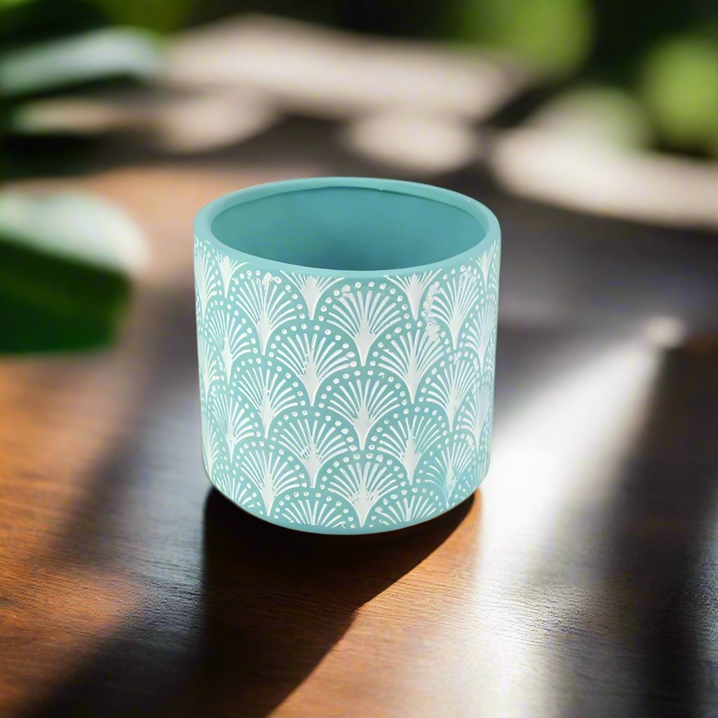 Small Fan Pattern Pot | Ornamental Ceramic Pot