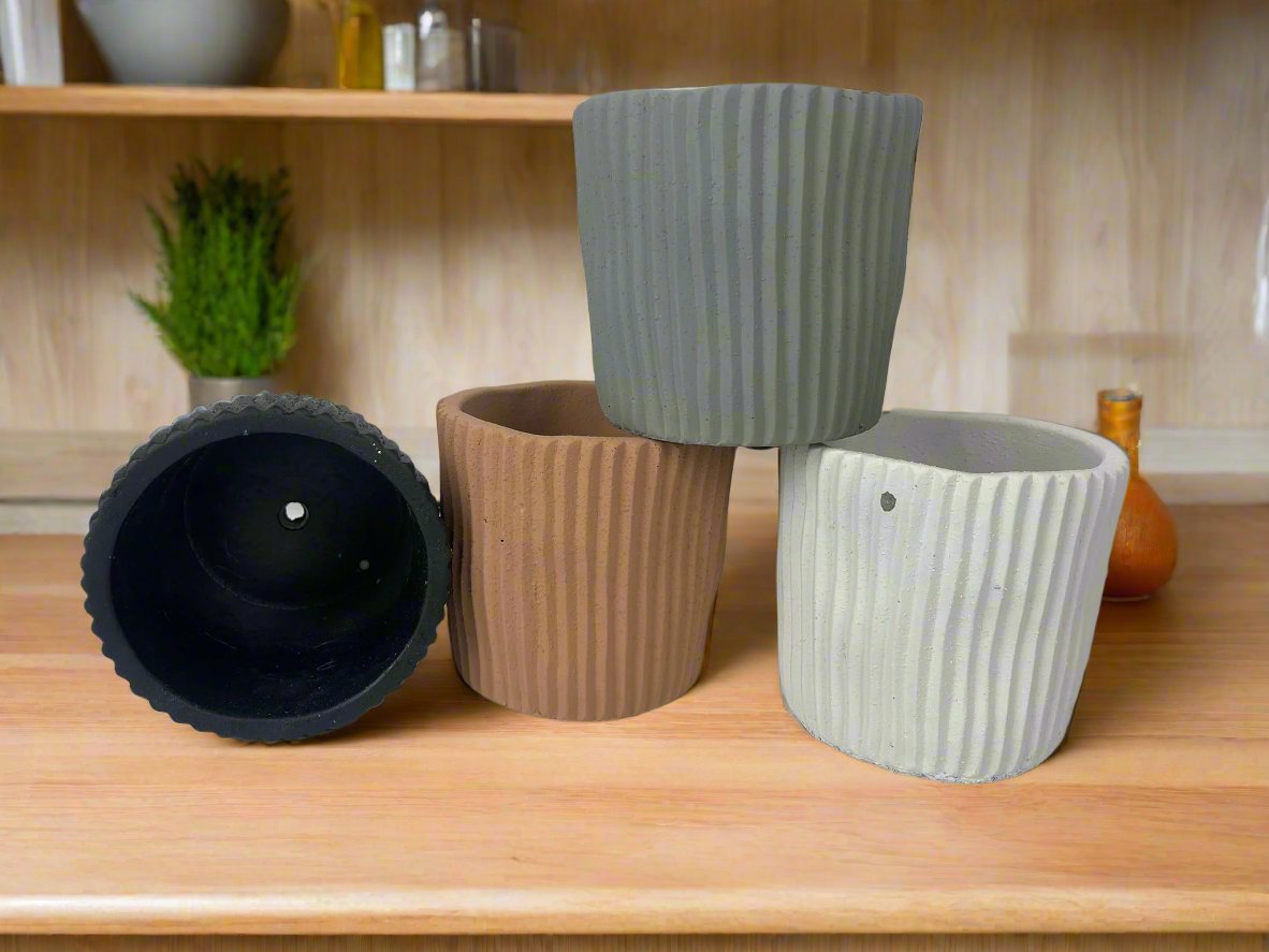 Textured Cement Pots | Contemporary Plant Pots 