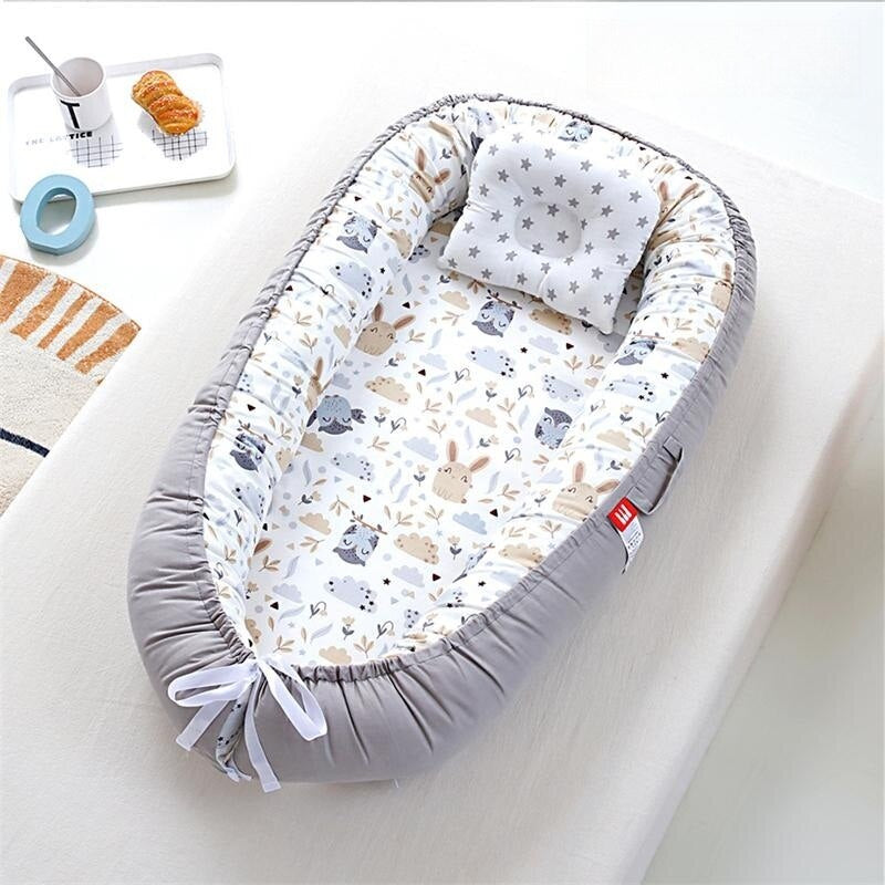 Baby Nest, Baby Lounger, Baby bed for Infant & Newborn Babies, 100% cotton - Cuteably