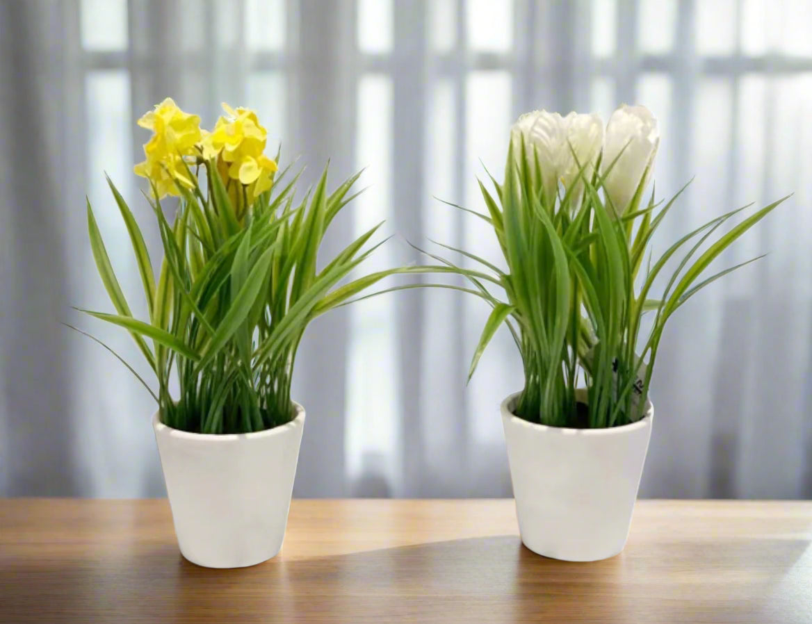 Artificial Plant With Flower In Plastic Pot - 23cm