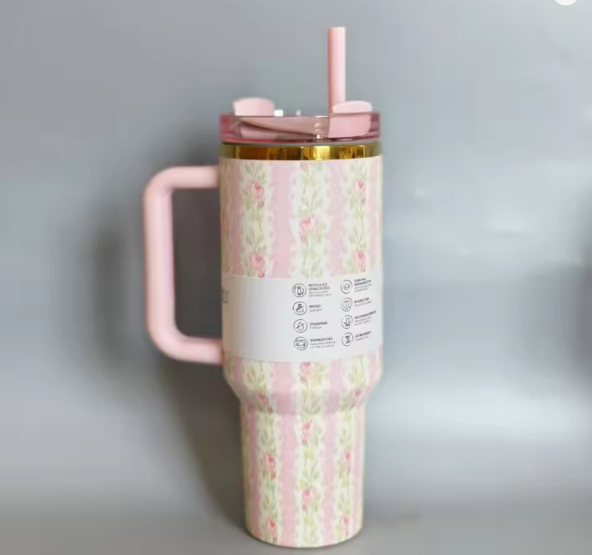 Large Capacity Floral Insulated Cup for Travel

