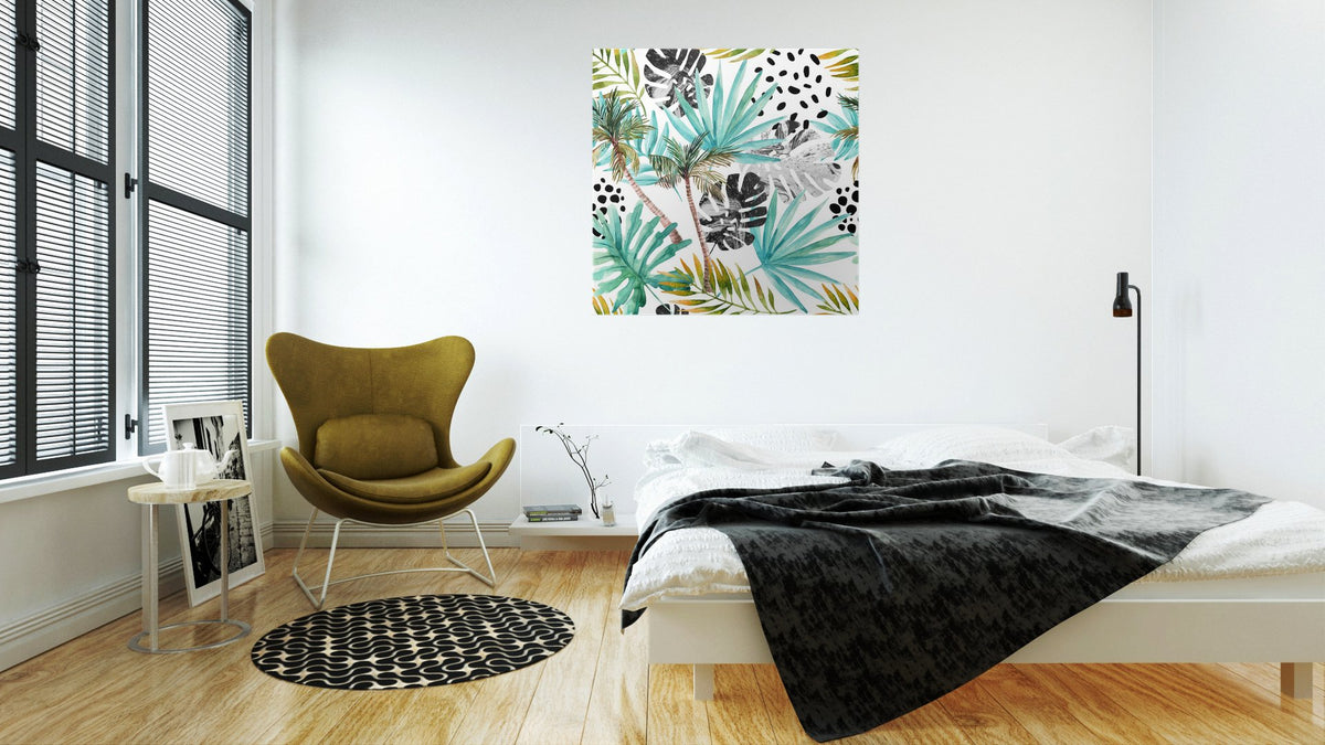 BLUE GREEN FURN CANVAS WALL ART 50CM