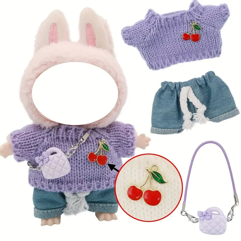 Labubu The Monsters Plush Doll Clothes Set – Overalls, Hat &amp; Camera (No Doll)