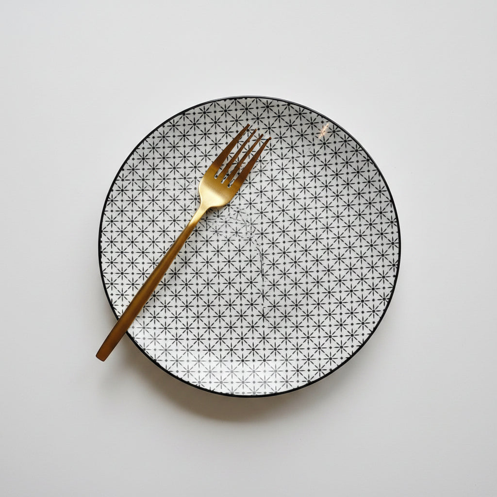 Authentic Moroccan ceramic dinner plate with decorative pattern