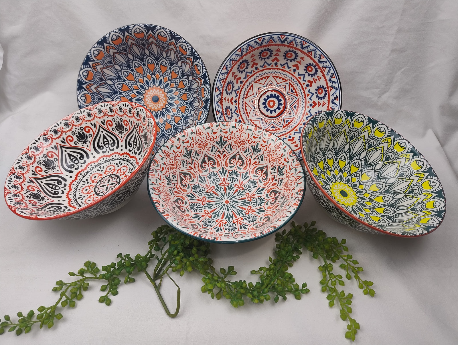 Set of colorful patterned moroccan bowls 