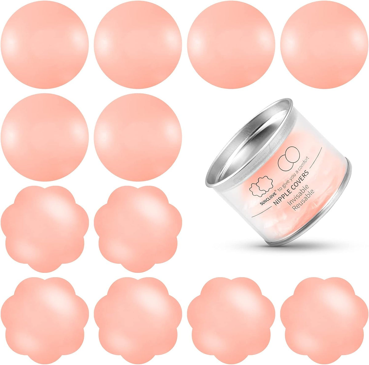 Reusable nipple cover flower and Round shape - 6 set
