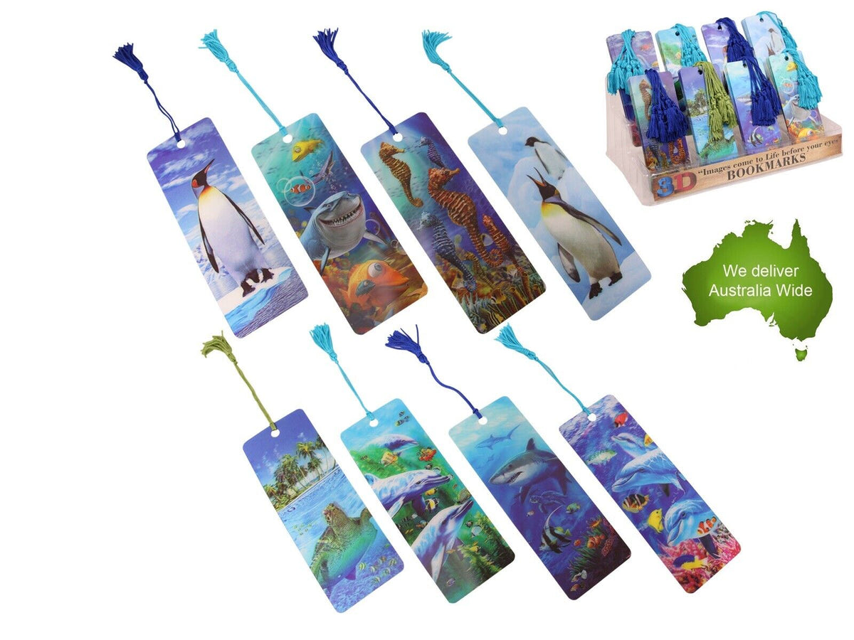 3D Sealife Bookmark Long Tassel Gift Book Shark Whale Penguin Sea Turtle 15cm