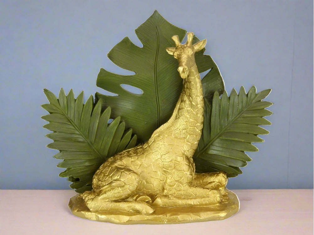 Gold Jungle Giraffe Home Decor Ornament Figurine Statue Sculpture