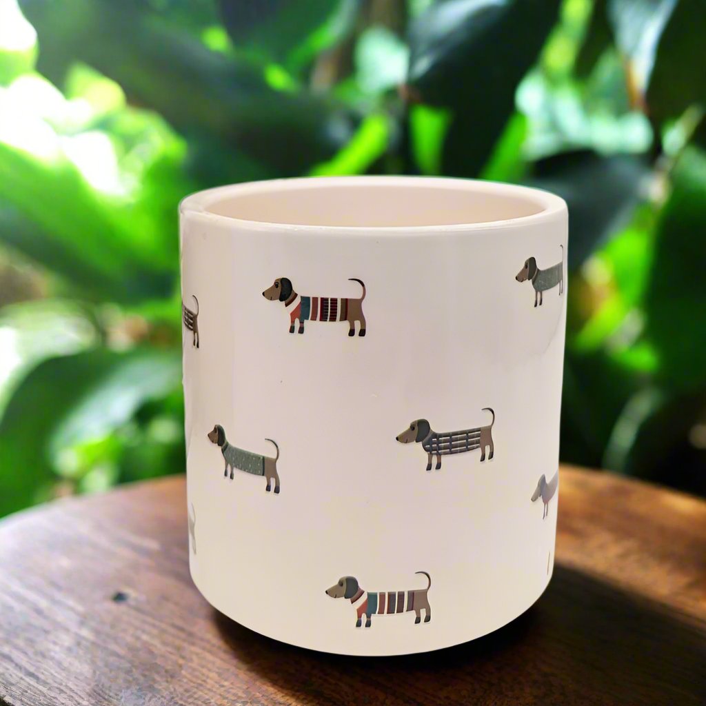 Medium Dachshund Dog Planter Pot