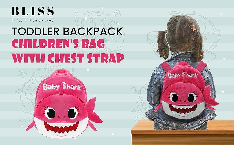 Pink &#39;Baby Shark&#39; themed toddler backpack 