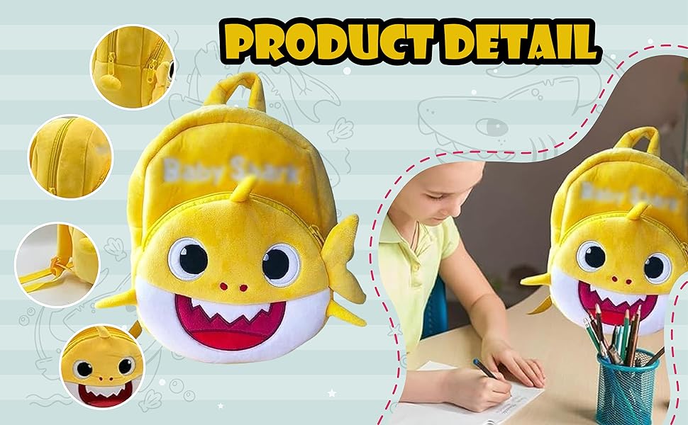 Yellow shark-themed backpack 