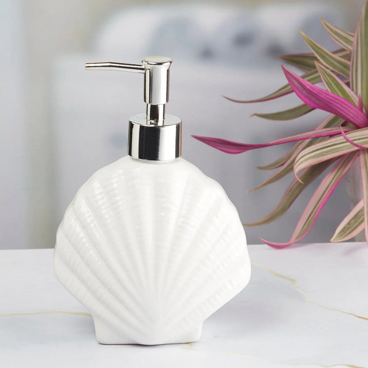 White Ceramic Seashell Soap Dispenser Online