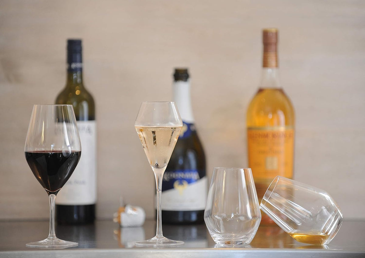 Wide mouth champagne glasses for easy cleaning