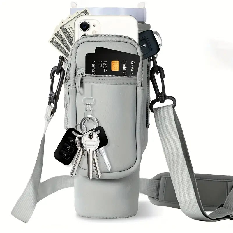 Insulated Cup Holder with Phone Pocket

