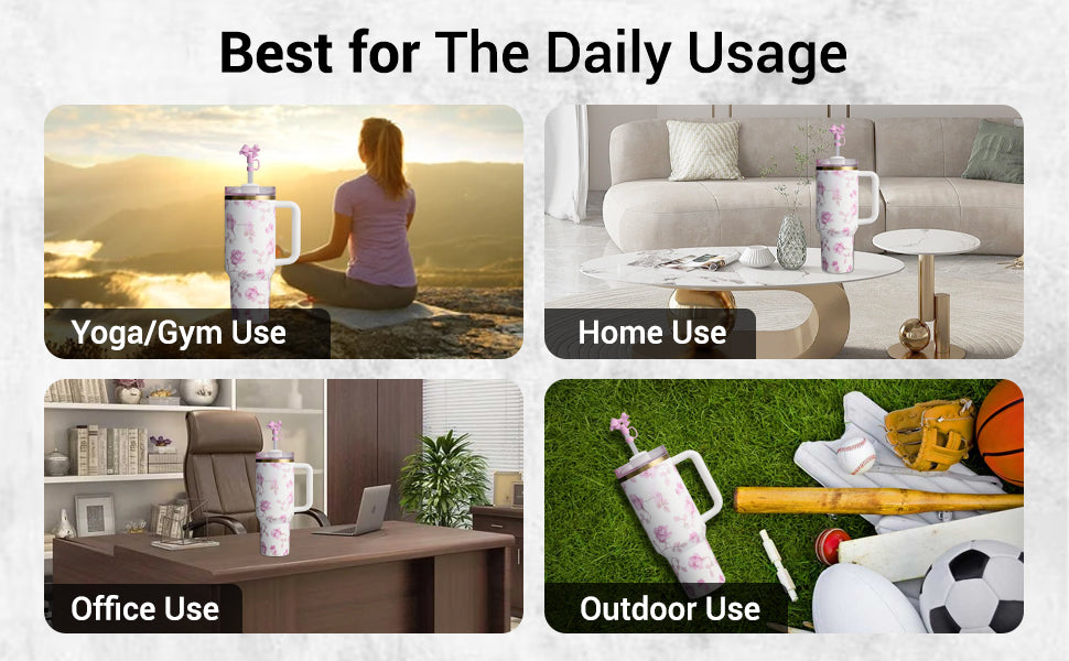 Love Shack 40oz Petal Pink Floral Insulated Tumbler – Stainless Steel Reusable Travel Cup