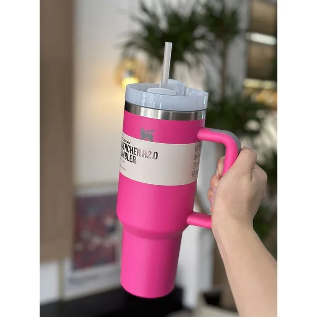 Pink - Winter Stanley Quencher H2.0 Flow State Tumbler 40oz Cup 1.2L