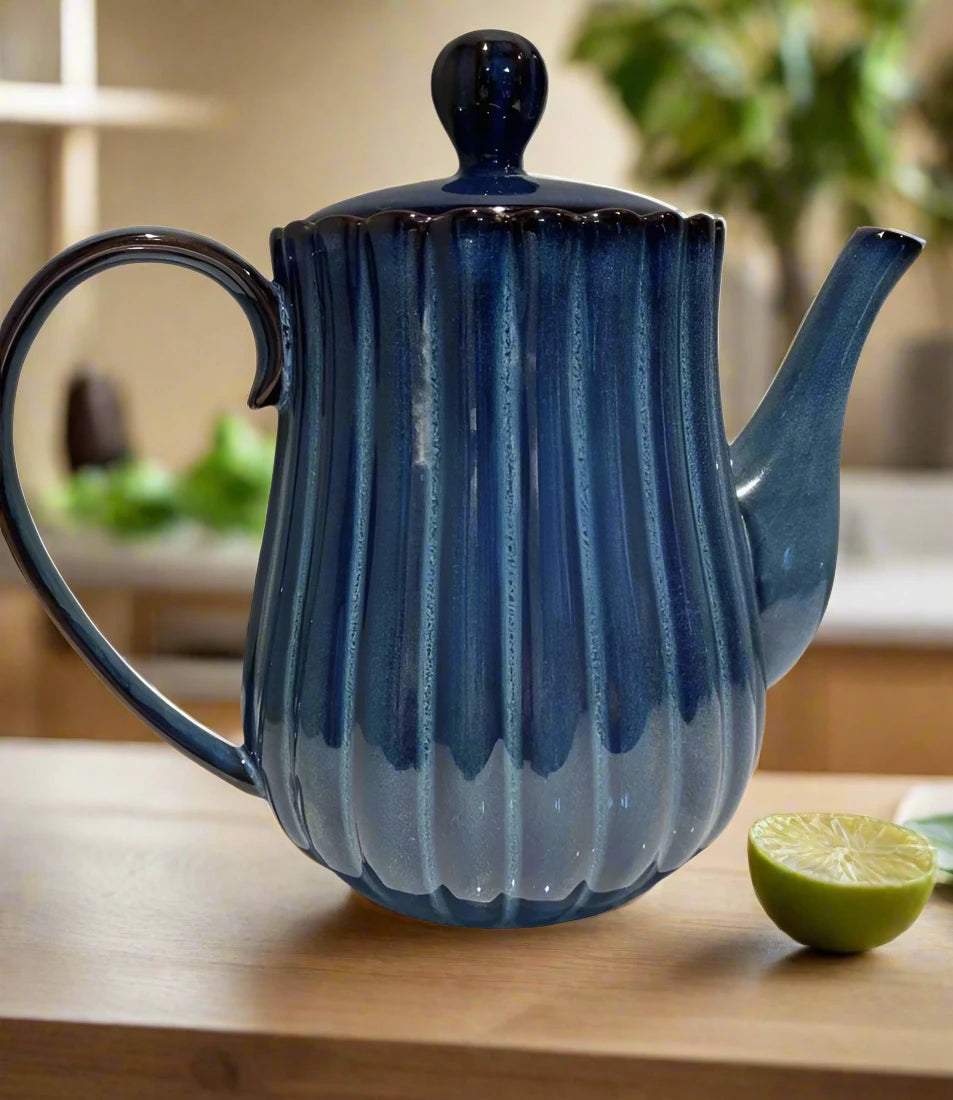 Petrol blue teapot
