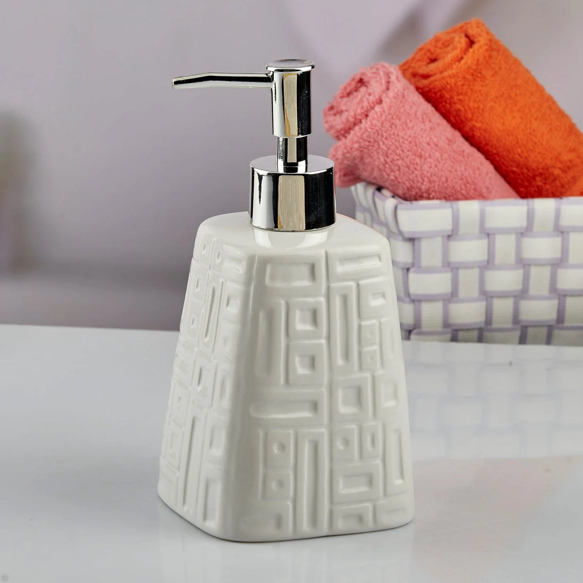 Ceramic Soap Dispenser for Bathroom White
