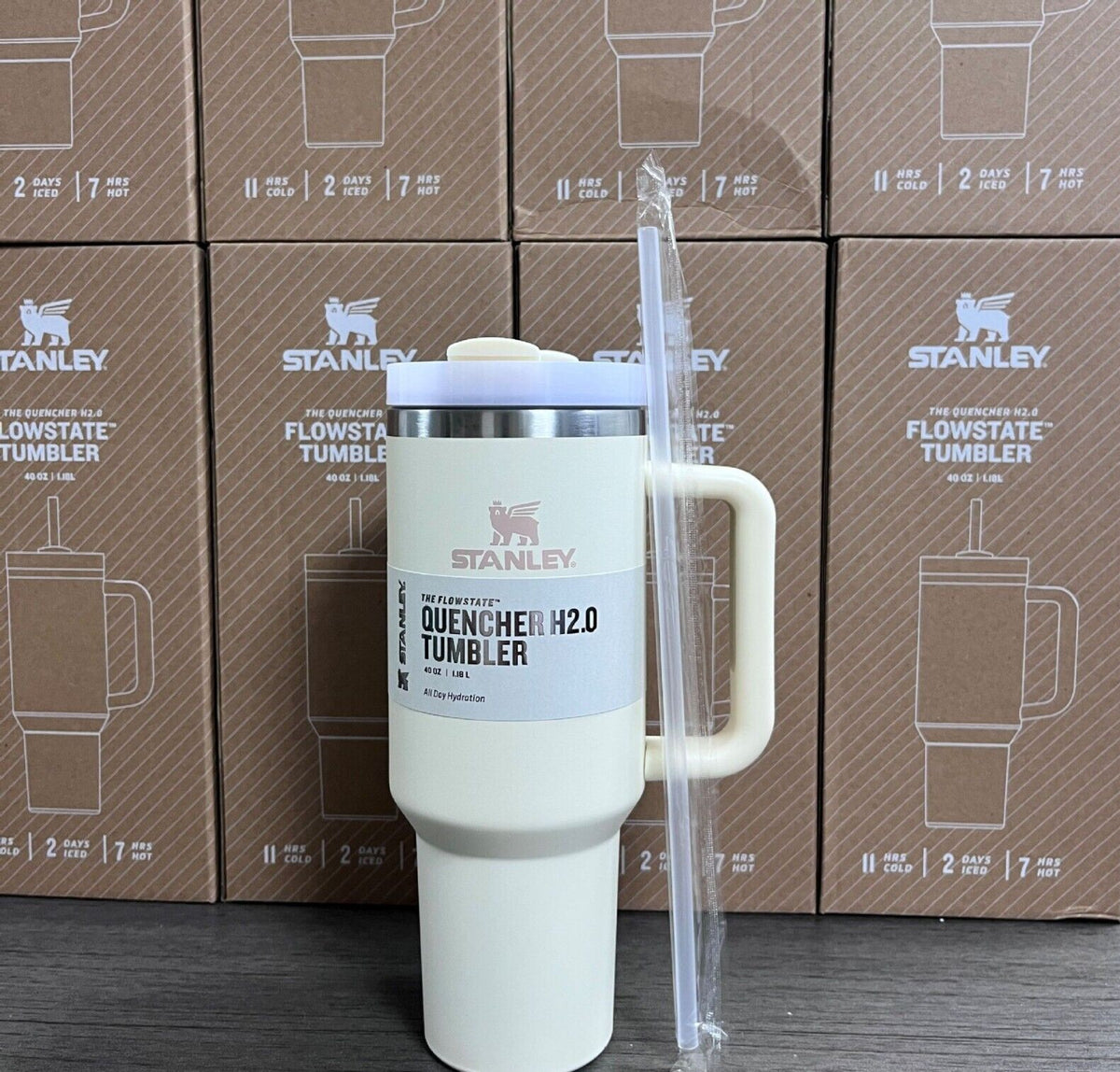 Milky White  - Winter Stanley Quencher H2.0 Flow State Tumbler 40oz Cup