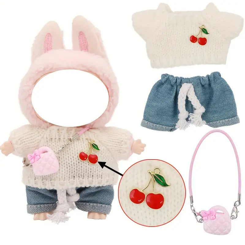 Labubu The Monsters Plush Doll Clothes Set – Overalls, Hat &amp; Camera (No Doll)