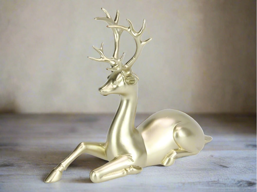 Sitting Champagne Colour Reindeer Ornament