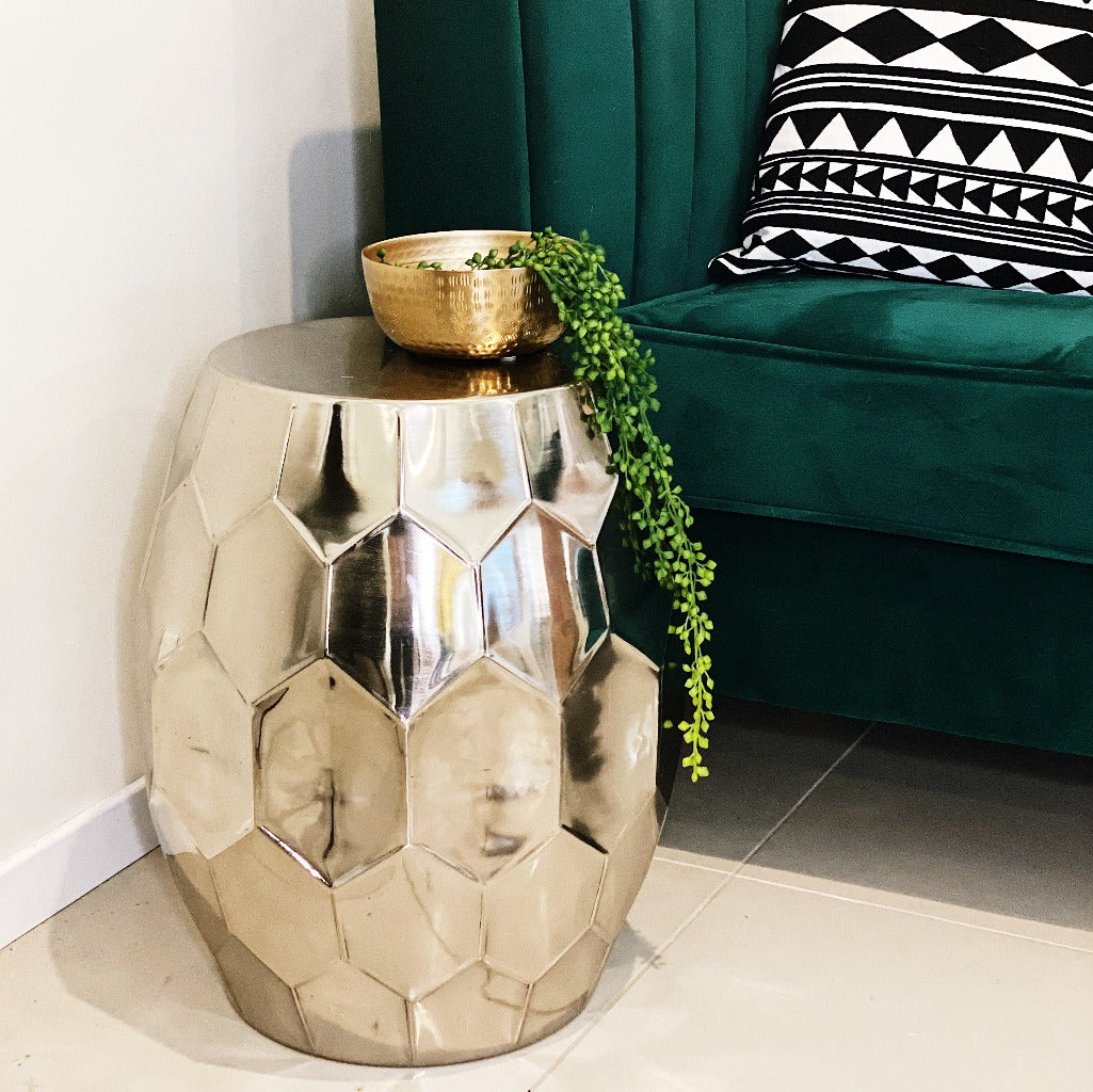 Add some style and brightness into your home with our Silver Marco Stool which will provide a luxe look into your home. Perfect just as a gorgeous decorative piece in your home, at your cosmetic table, as a side table or it also makes the perfect plant stand.| Bliss Gifts &amp; Homewares | Unit 8, 259 Princes Hwy Ulladulla | South Coast NSW | Online Retail Gift &amp; Homeware Shopping | 0427795959, 44541523