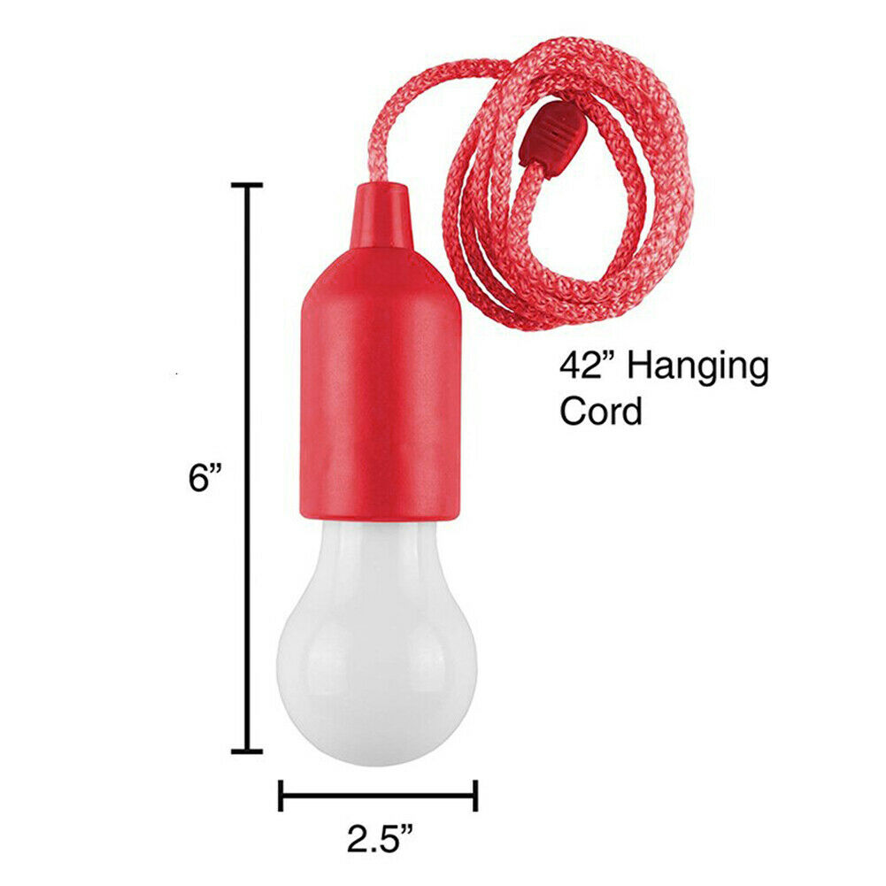 LED Pull Cord Light Bulb Battery Colorful Portable Hanging Lamp