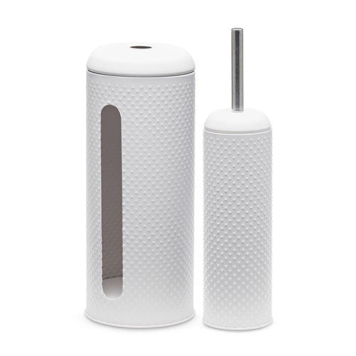 The SPOT Toilet Brush &amp; Roll Holder features a beautiful white embossed spot pattern and is a must-have bathroom essential for every household. Made of metal; toilet roll holder holds up to 4 rolls. Shop Online. AfterPay Available. Australia Wide Shipping | Bliss Gifts &amp; Homewares - Unit 8, 259 Princes Hwy Ulladulla - 0427795959, 44541523 