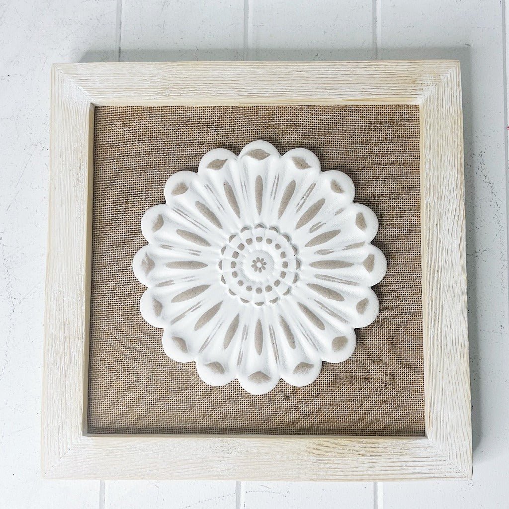 Enhance your wall with our gorgeous Aaliyah Carved Floral Wall Decor. 30x30x3cm. Whether you like classic or boho style, the stunning and eye-catching flower design will turn that empty space into a statement making display. | Bliss Gifts &amp; Homewares | Unit 8, 259 Princes Hwy Ulladulla | South Coast NSW | Online Retail Gift &amp; Homeware Shopping | 0427795959, 44541523