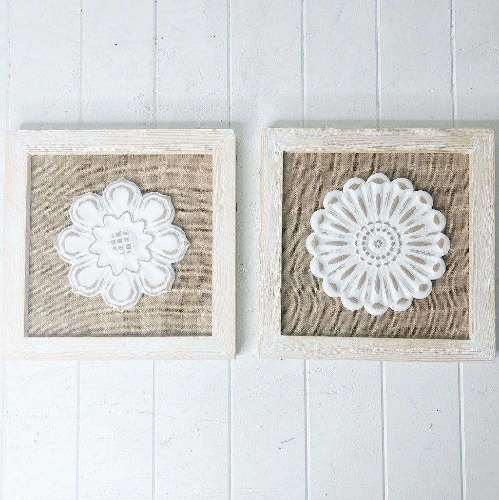 Enhance your wall with our gorgeous Aaliyah Carved Floral Wall Decor. 30x30x3cm. Whether you like classic or boho style, the stunning and eye-catching flower design will turn that empty space into a statement making display. | Bliss Gifts &amp; Homewares | Unit 8, 259 Princes Hwy Ulladulla | South Coast NSW | Online Retail Gift &amp; Homeware Shopping | 0427795959, 44541523