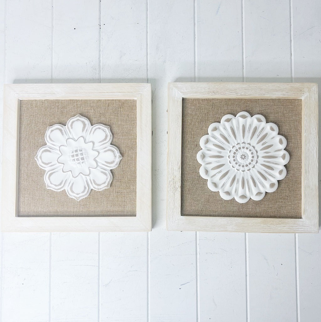 Enhance your wall with our gorgeous Aaliyah Carved Floral Wall Decor. 30x30x3cm. Whether you like classic or boho style, the stunning and eye-catching flower design will turn that empty space into a statement making display. | Bliss Gifts & Homewares | Unit 8, 259 Princes Hwy Ulladulla | South Coast NSW | Online Retail Gift & Homeware Shopping | 0427795959, 44541523
