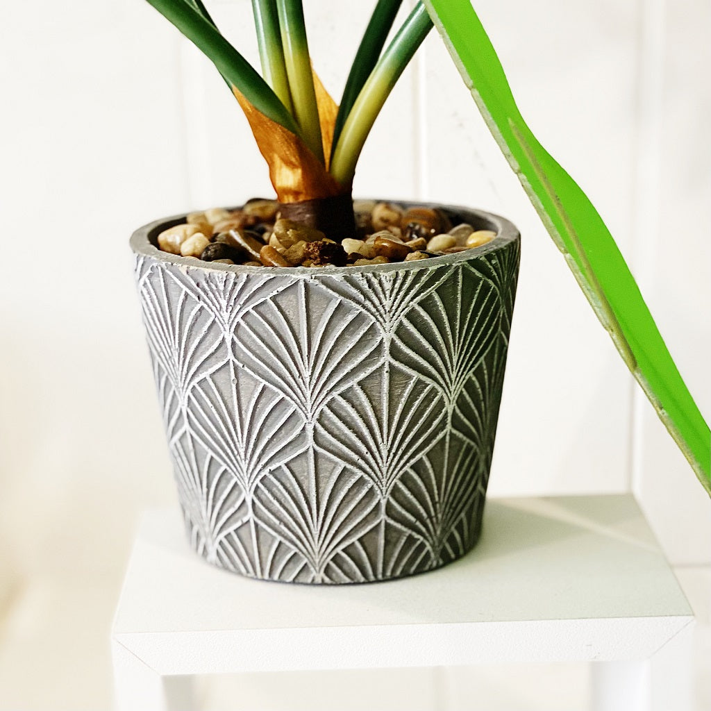 Artificial Assorted Ferns in Grey Decorative Pot