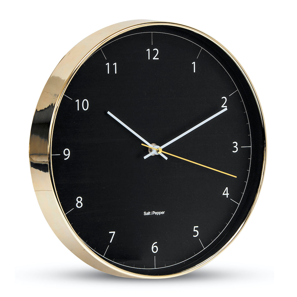 Stay ahead of time and style any wall space with this classic 31cm BLAIR wall clock from Salt&amp;Pepper&#39;s MOOD collection. Black face, gold frame. Easy-to-read numbers and dials. Silent sweep movement. Shop online or instore. AfterPay available. Australia wide Shipping. | Bliss Gifts &amp; Homewares | Unit 8, 259 Princes Hwy Ulladulla | South Coast NSW | 0427795959, 44541523