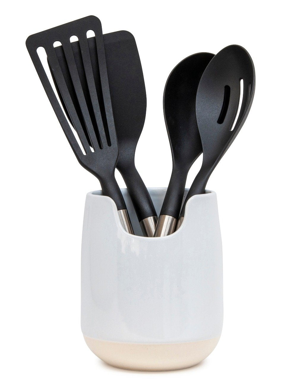 Beacon White Utensil Holder - Salt&amp;Pepper - 13x15cm - crafted from fine-quality and long-lasting stoneware. Generously sized holder. Will keep your benchtop clean and organised. |Bliss Gifts &amp; Homewares - Unit 8, 259 Princes Hwy Ulladulla - Shop Online &amp; In store - 0427795959, 44541523 - Australia wide shipping