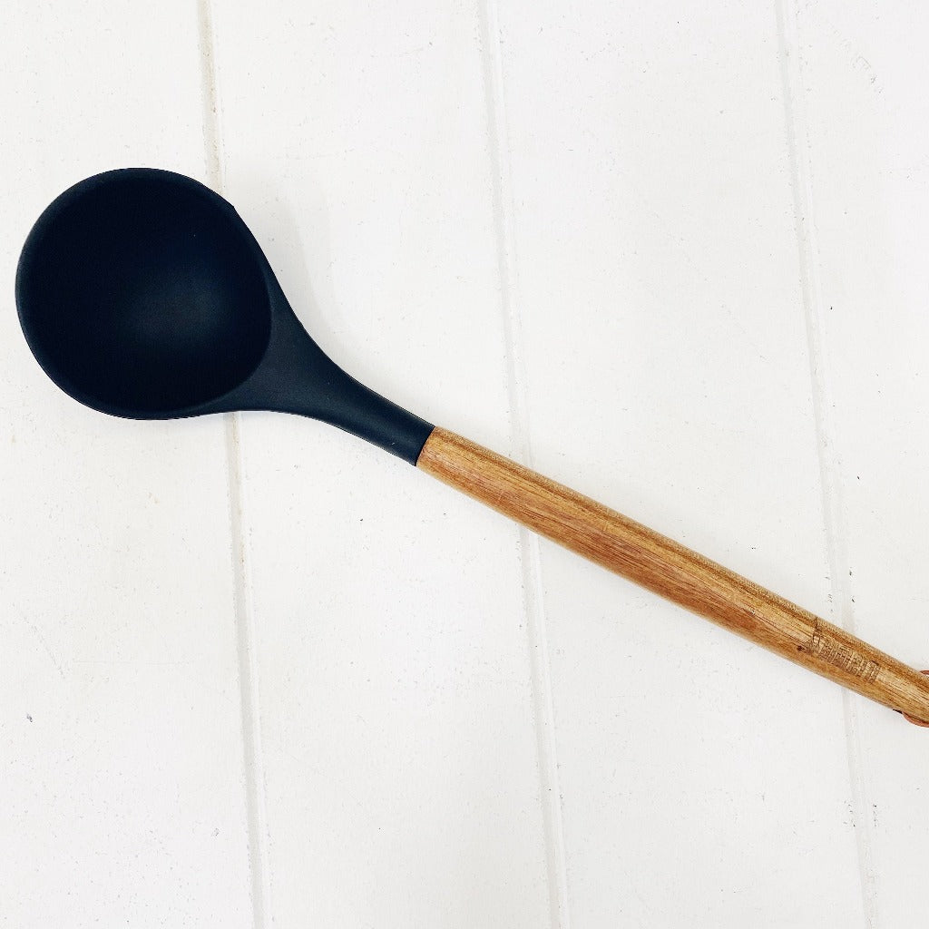 Bialetti St Clare Acacia Handle Silicone Ladle - Kitchen Utensils - black silicone head - heat resistant up to 500degrees - solid acacia handle |Bliss Gifts &amp; Homewares - Unit 8, 259 Princes Hwy Ulladulla - Shop Online &amp; In store - 0427795959, 44541523 - Australia wide shipping
