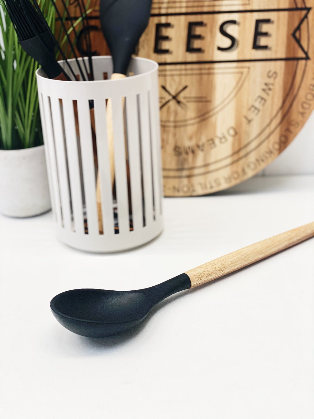 Bialetti St Clare Acacia Handle Silicone Solid Spoon - Kitchen Utensils - black silicone head - heat resistant up to 500degrees - solid acacia handle |Bliss Gifts &amp; Homewares - Unit 8, 259 Princes Hwy Ulladulla - Shop Online &amp; In store - 0427795959, 44541523 - Australia wide shipping